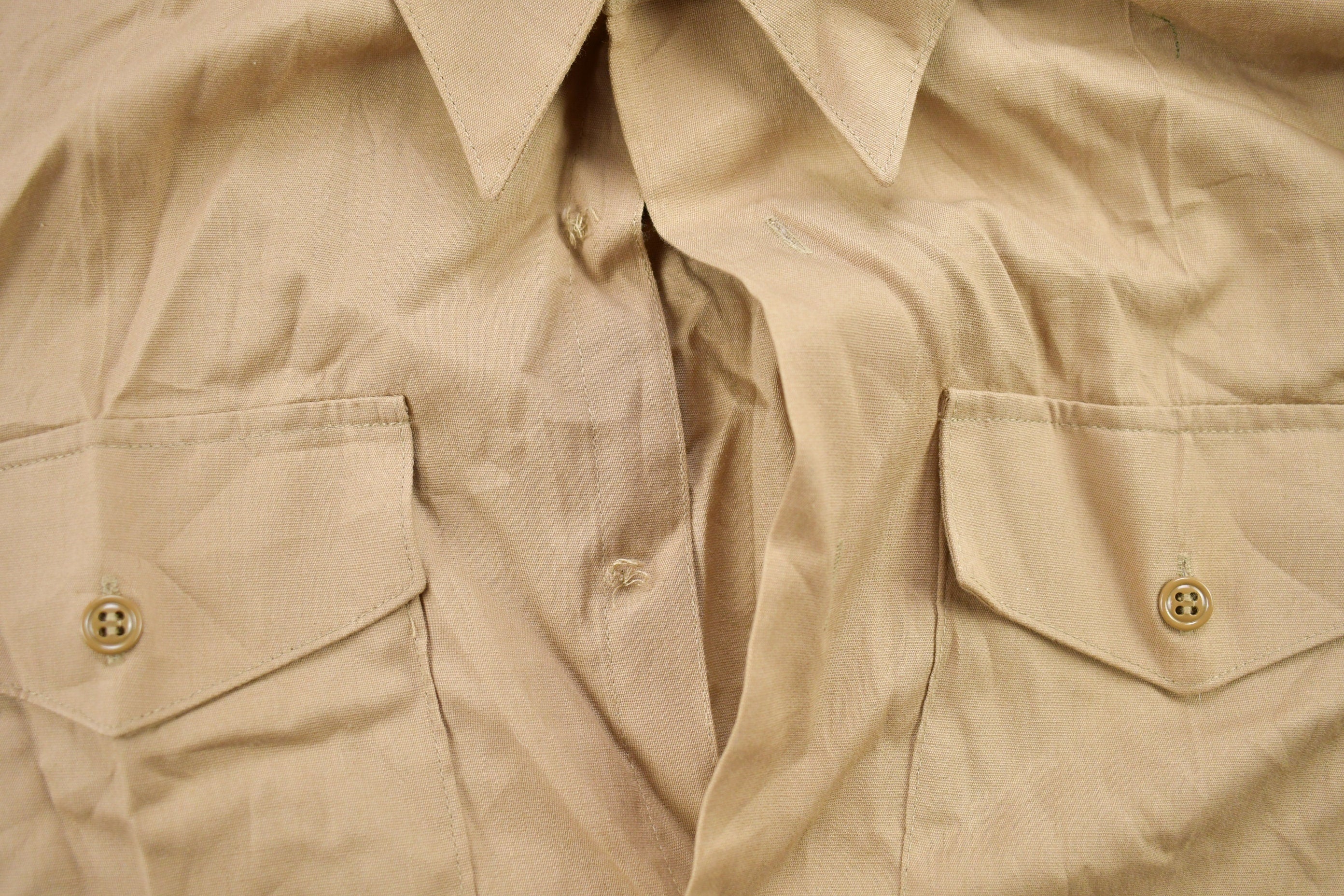 Vintage 1990s Blank Beige M.C. Military Button Up Shirt