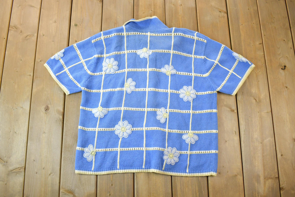 Vintage 1990s Christopher And Banks Knit Crewneck Button Up Sweater Shirt