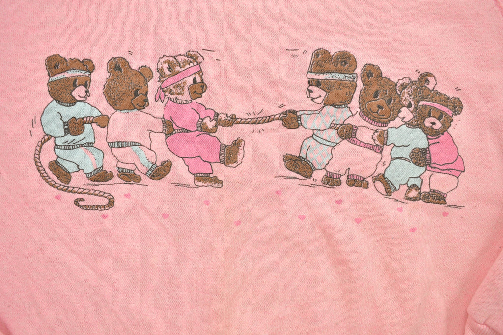Vintage 1980s Teddy Bear Rope Pull Raglan Crewneck