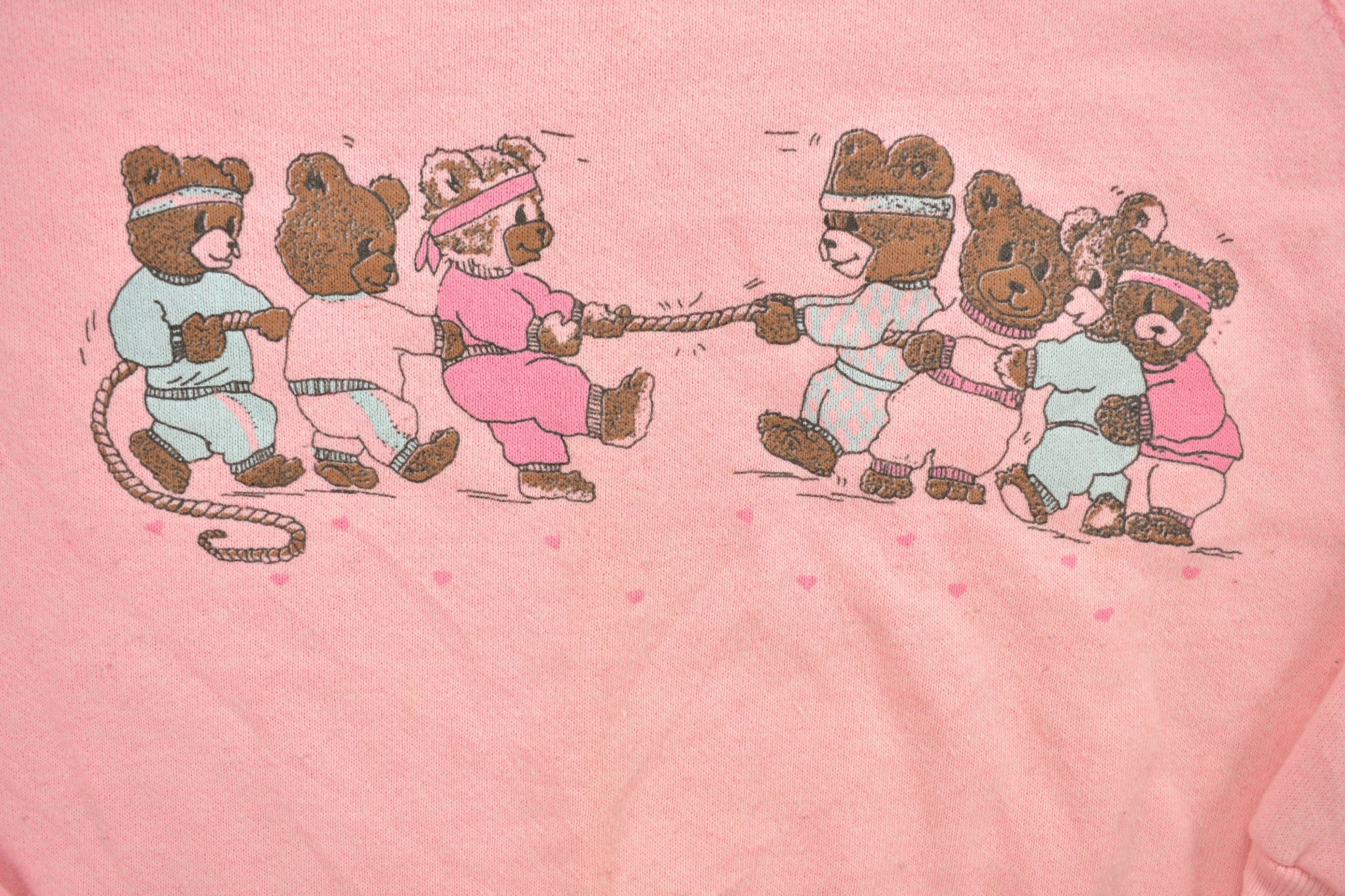 Vintage 1980s Teddy Bear Rope Pull Raglan Crewneck