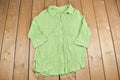 Vintage 1990s Blank Green Button Up Shirt /