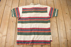 Vintage 1990s Polo By Ralph Lauren Small Pony Earth Toned Striped Polo Shirt Size XL
