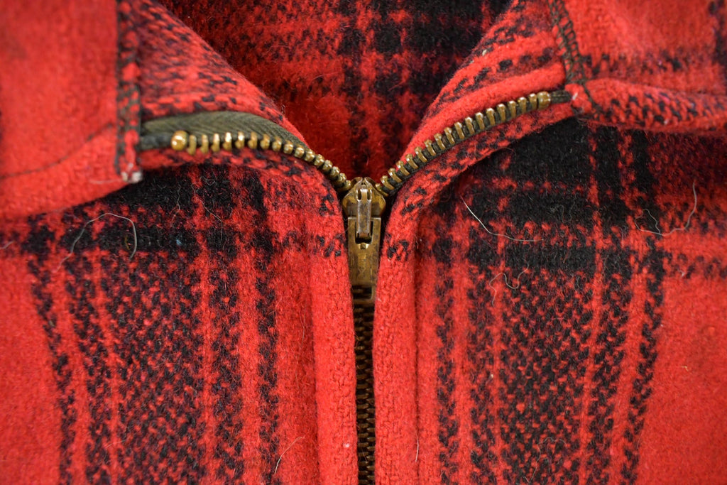 Vintage 1950s Melton Outer-Wear Buffalo Plaid Wool Hunting Jacket Men's XL