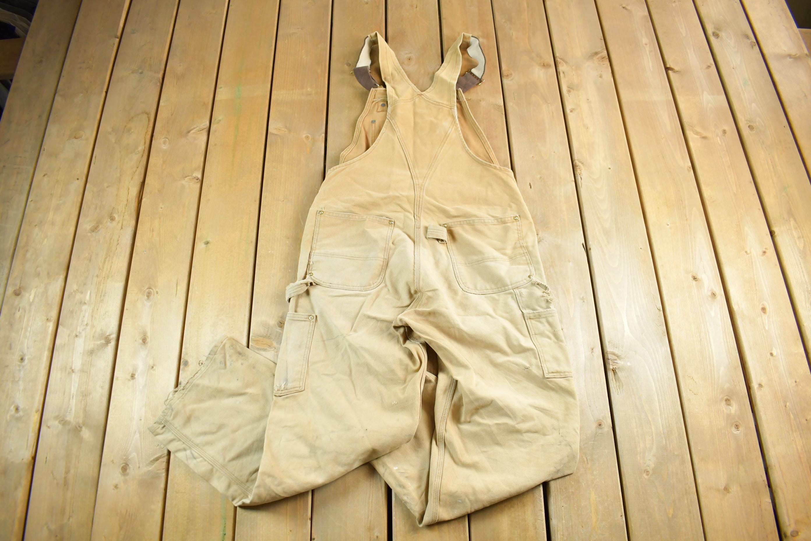 Vintage 1990s Carhartt Double Knee Canvas Overalls Size 33 x 29