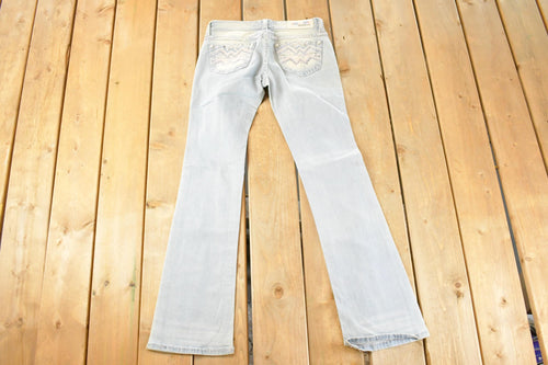 Vintage Deadstock Y2K Grace In LA Bedazzled Bootcut Low Rise Jeans Women's Size 26 x 30 / 2000's Embroidered Contrast Stitched Denim