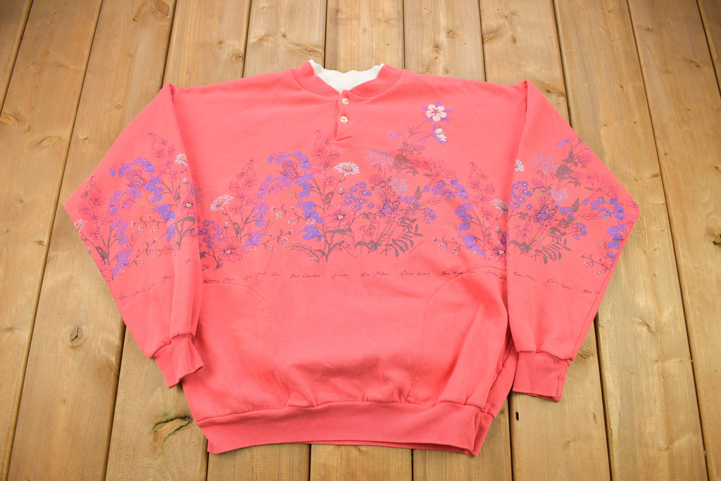Vintage 1990s Cute Flower Theme All Over Print Crewneck Sweater
