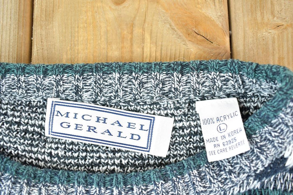 Vintage 1990s Michael Gerald Knit Abstract Pattern Crewneck Sweater Made In 90s Crewneck