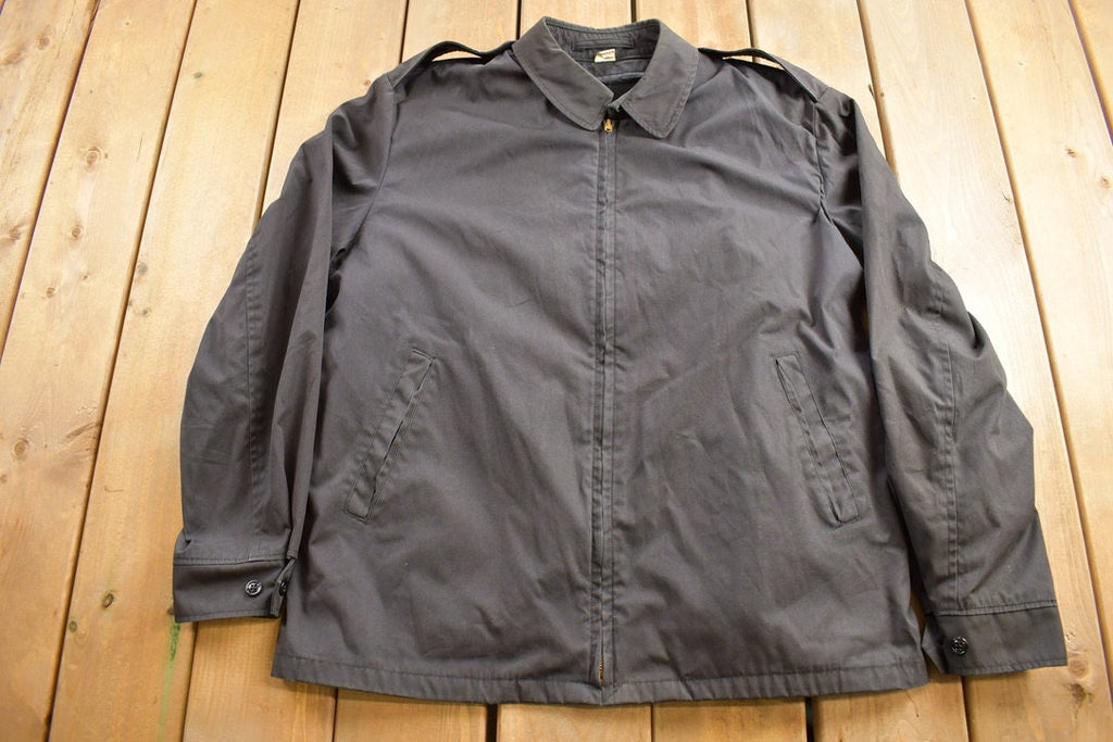 Vintage 1990s Black Collared Windbreaker Jacket