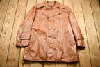 Vintage 1970s Burnt Orange Full Length Leather Trench Coat