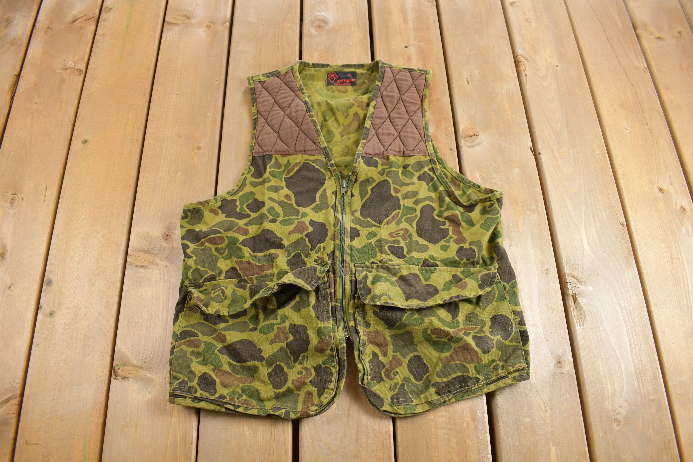 Vintage 1980s Black Sheep Duck Camo Hunting Vest