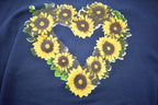 Vintage 1990s Sunflower Heart Crewneck Crewneck Sweatshirt