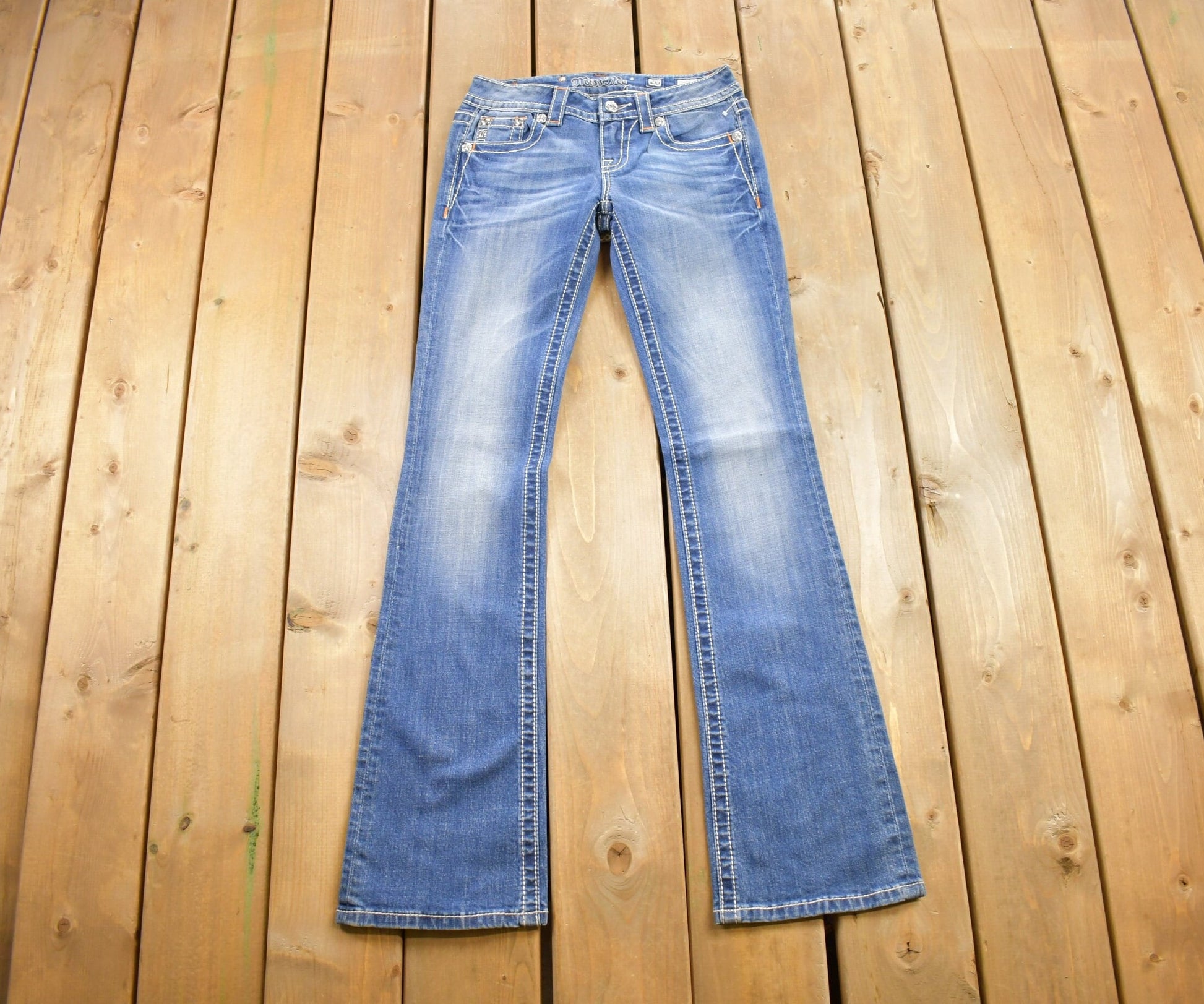 Vintage Y2K Miss Me Bedazzled Low Rise Jeans Size 26x32