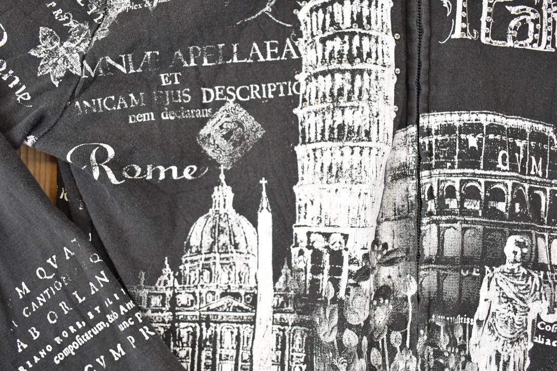 Vintage Y2K AOP Italy Graphic Print Hooded Sweatshirt Women's