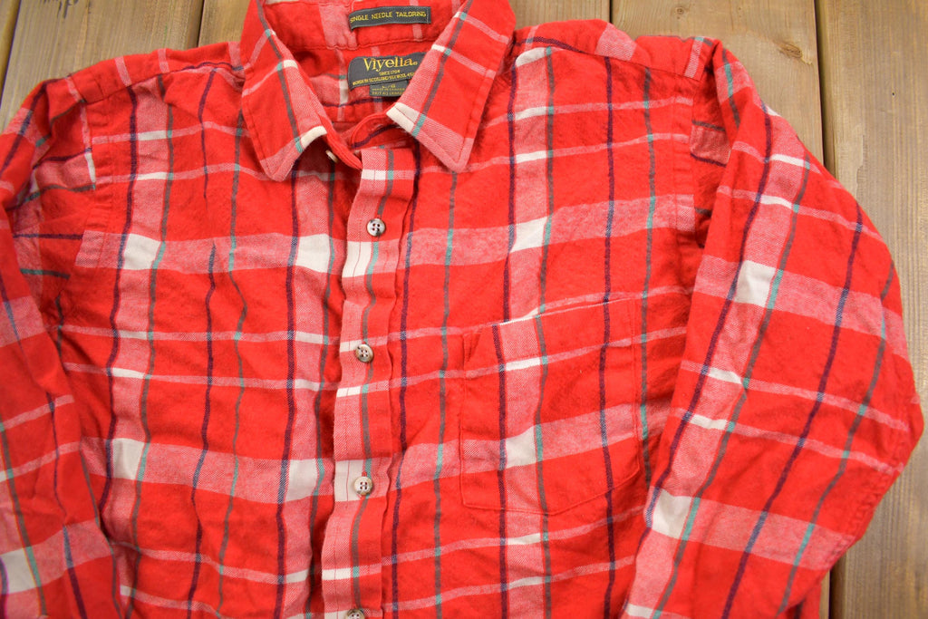 Vintage 1990s ViyellaPlaid Flannel Button Up Shirt - Made in Canada - Medium