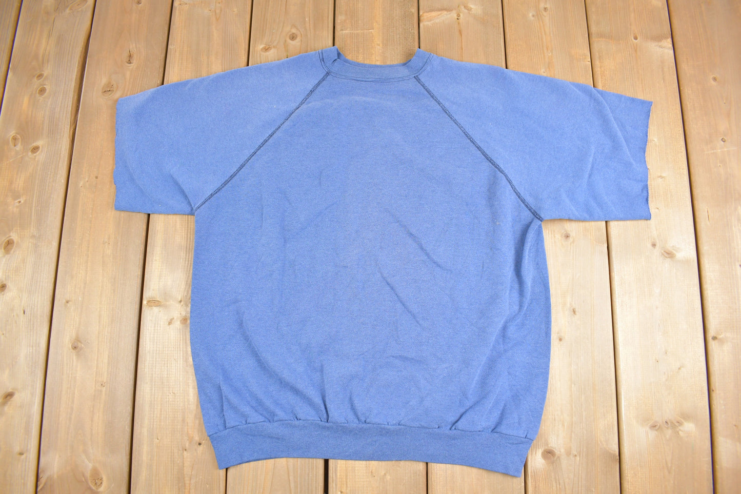 Vintage 1970s Derk Raglan Short Sleeve Crewneck Sweatshirt / True Vintage / Faded Sweater / Streetwear / Made In USA / Cut Off Sleeve