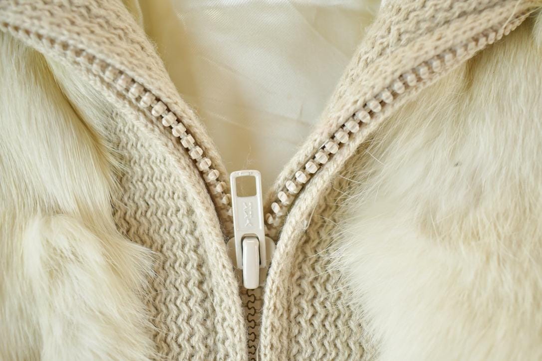 Vintage 1970s Cropped Rabbit Fur Coat Made In USA