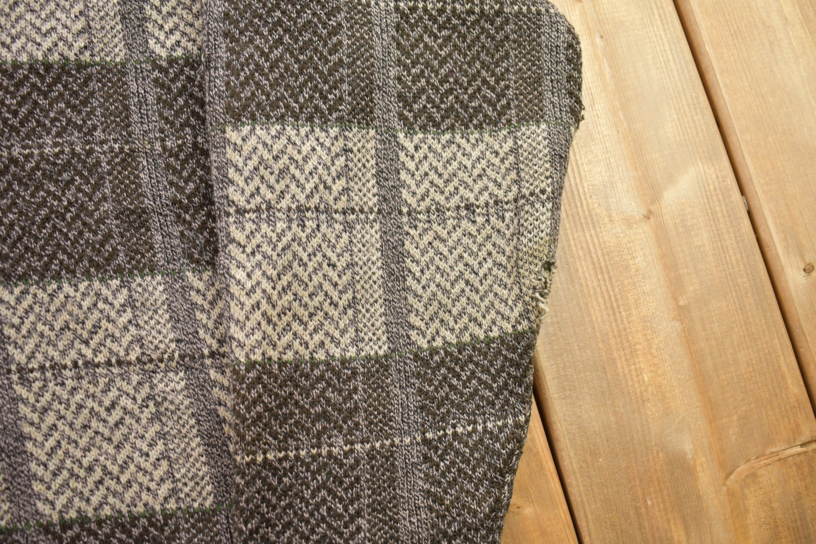 Vintage 1990s Town Craft Knitted Plaid Cardigan Sweater