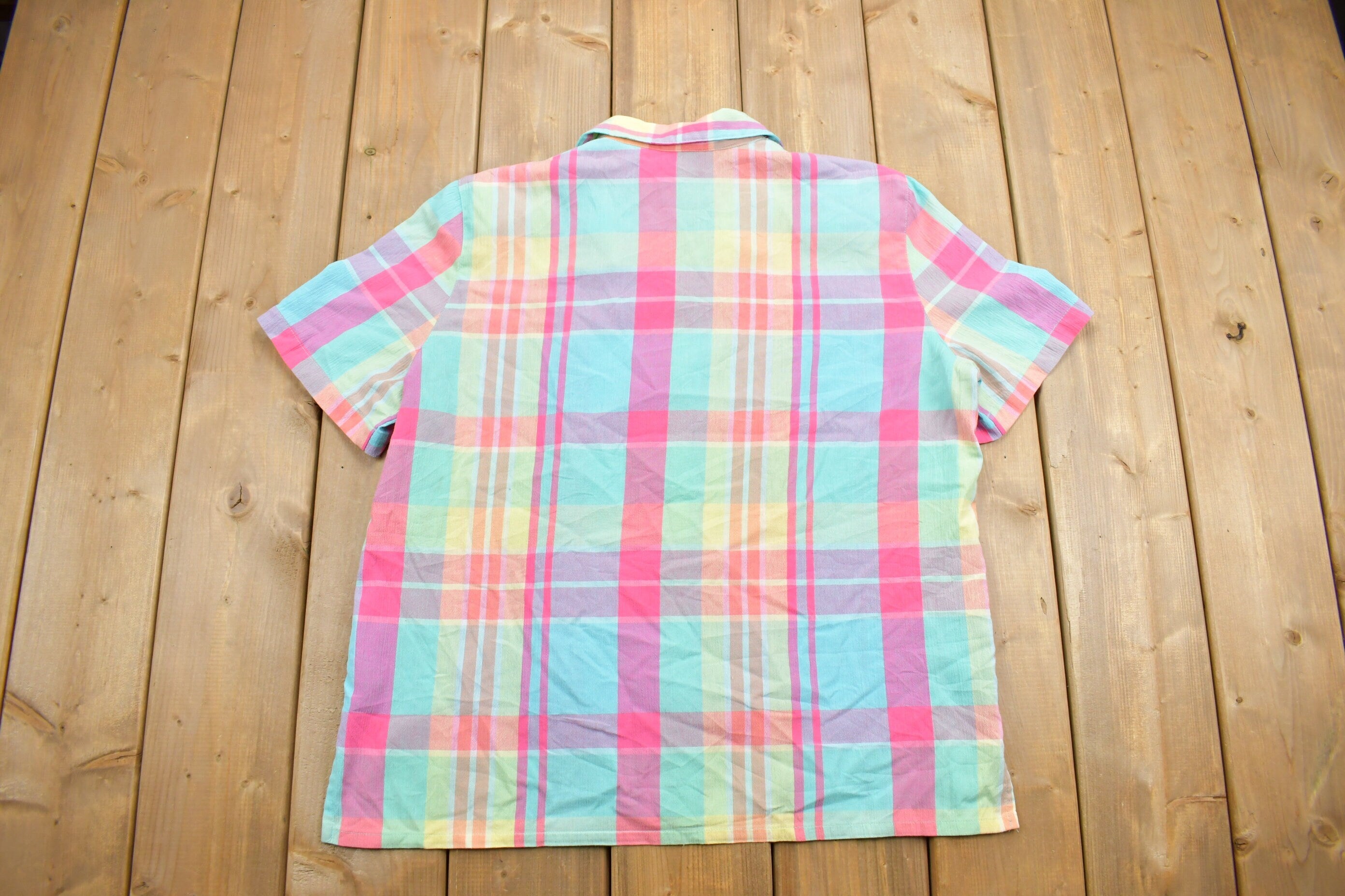 Vintage 1990s Colorful Short Sleeve Button Up Shirt
