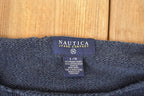 Vintage 1990s Nautica Jeans Company Screen Print Knit Crewneck Sweater Women's L