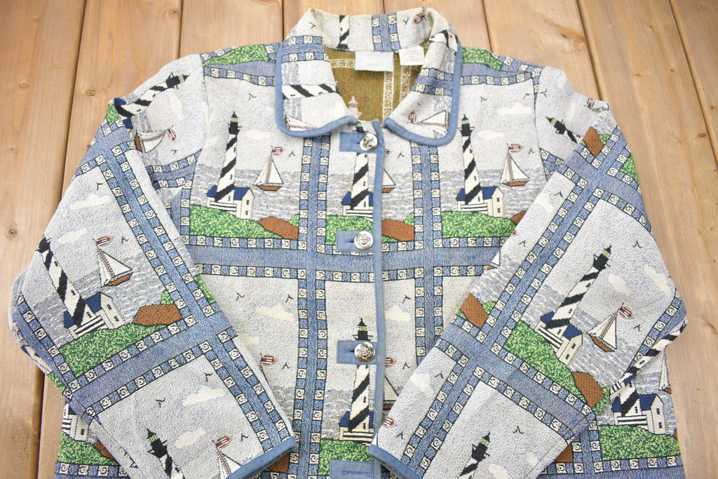 Vintage 1990s Blair Lighthouse Button Up Sweater