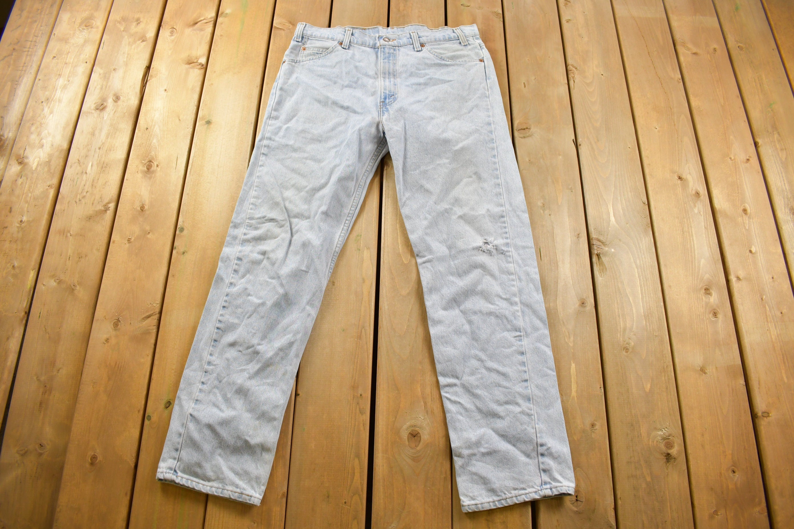 Vintage 1980s Levi's 505 Orange Tab Light Wash Jeans Size 36 x 30