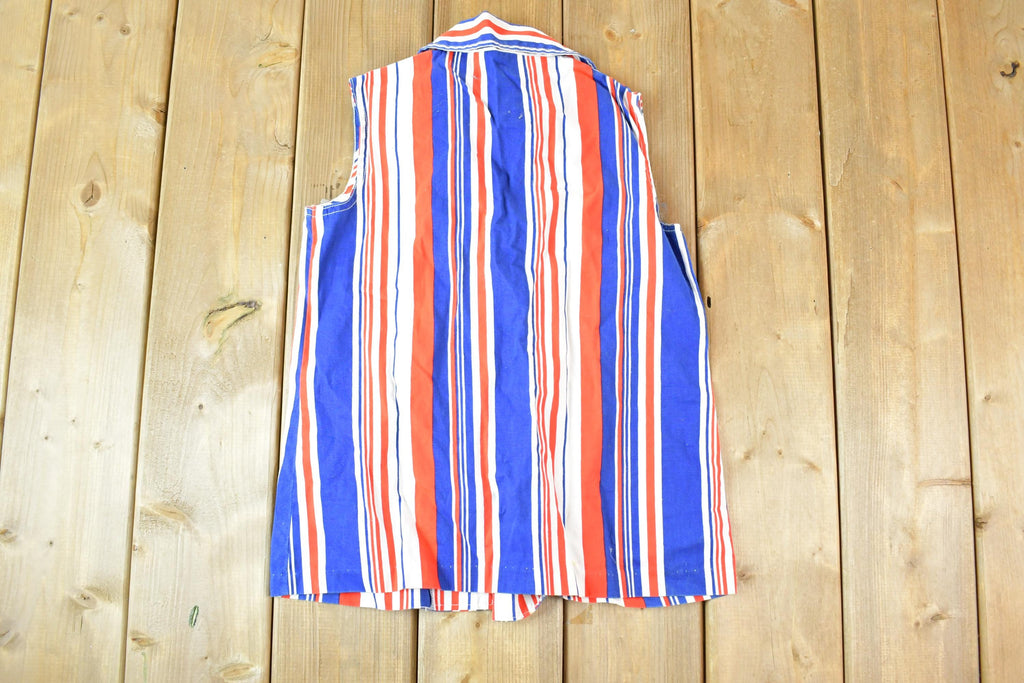 Vintage 1960s Striped Button Up Sleeveless Shirt Women's XS