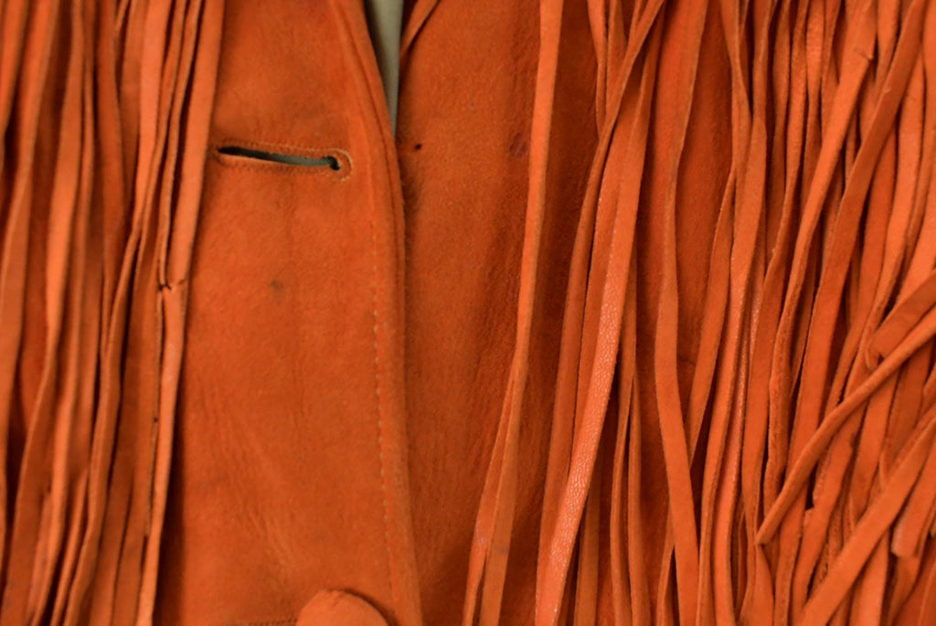 Vintage 1940s Genuine Leather Western Fringe Jacket Women's Medium /