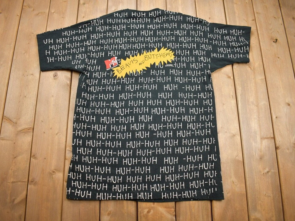 Vintage 1993 Beavis And Butthead MTV All Over Print T-Shirt