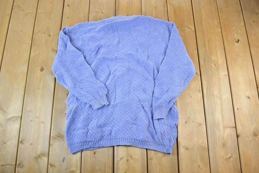 Vintage 1990s Summit Hill Cable Knit Perfect Mild Distress Cardigan Sweater Made In USA