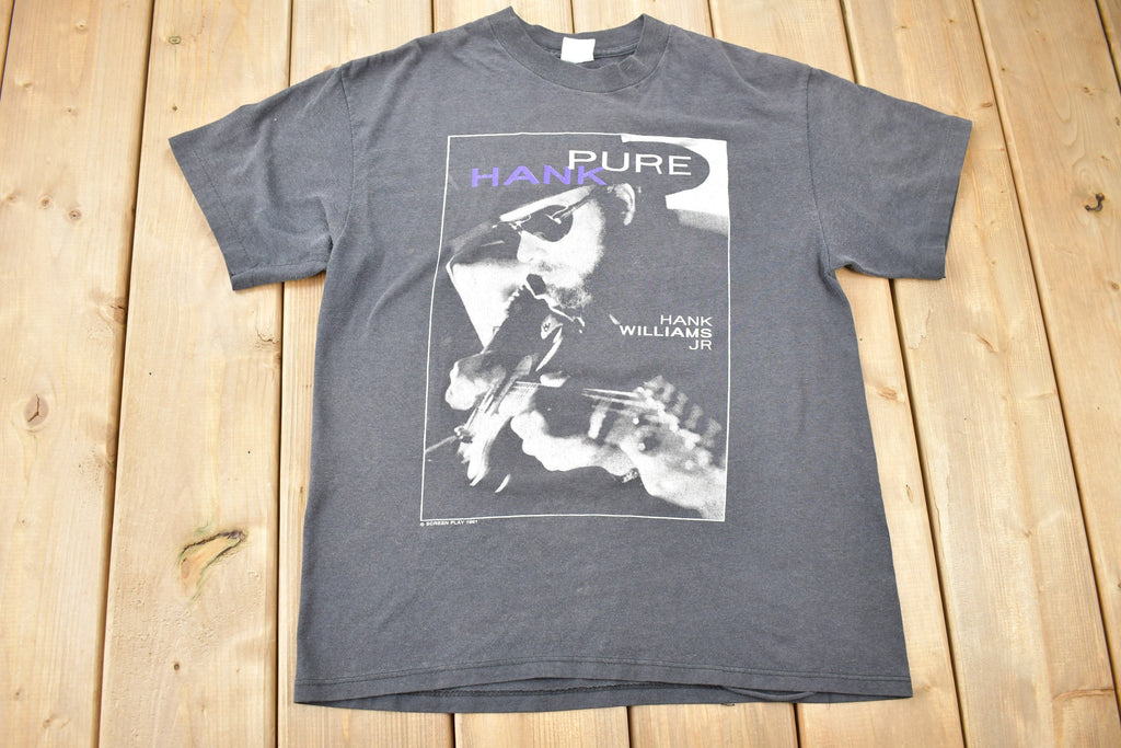 Vintage 1991 Hank Williams Jr Fan Club Pure Hank Tour Graphic T-Shirt