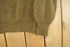 Vintage 1980s Military Wool Olive Henley Knit Sweater Men's Medium