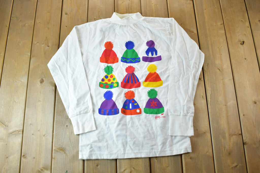 Vintage 1990s Super Soft Cute Winter Hat Crewneck Sweater