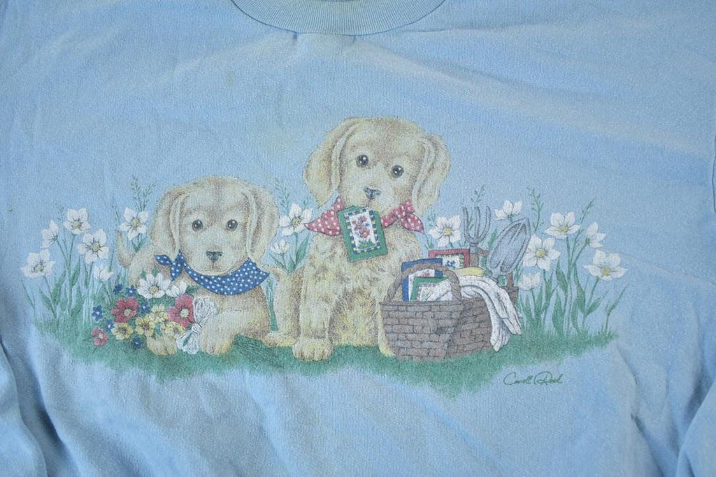 Vintage 1980s Carroll Reed Cute Puppy Crewneck Sweatshirt Womens L