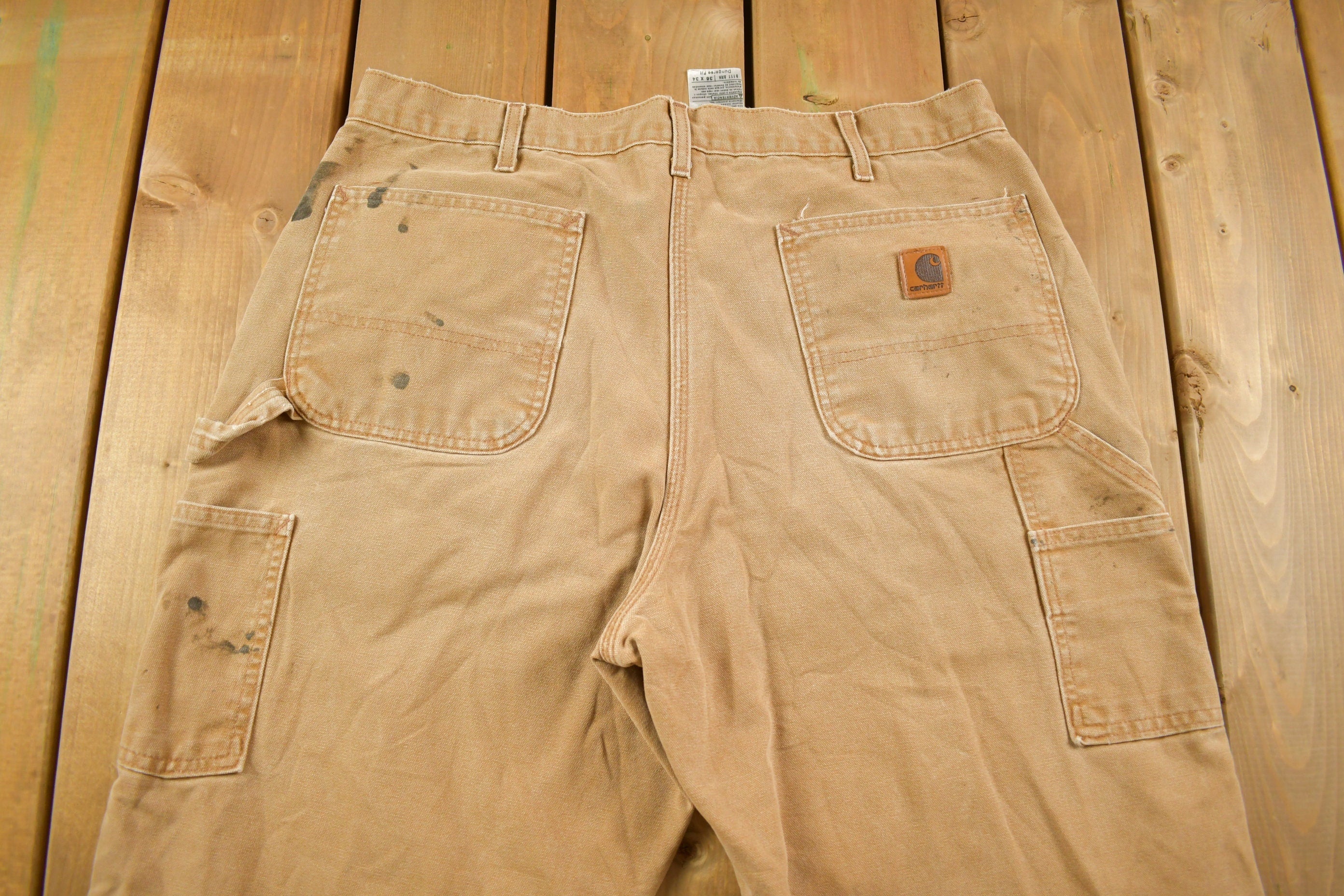 Vintage 1990s Carhartt Dungaree Fit Blanket Lined Work Pants Size 36 x 33