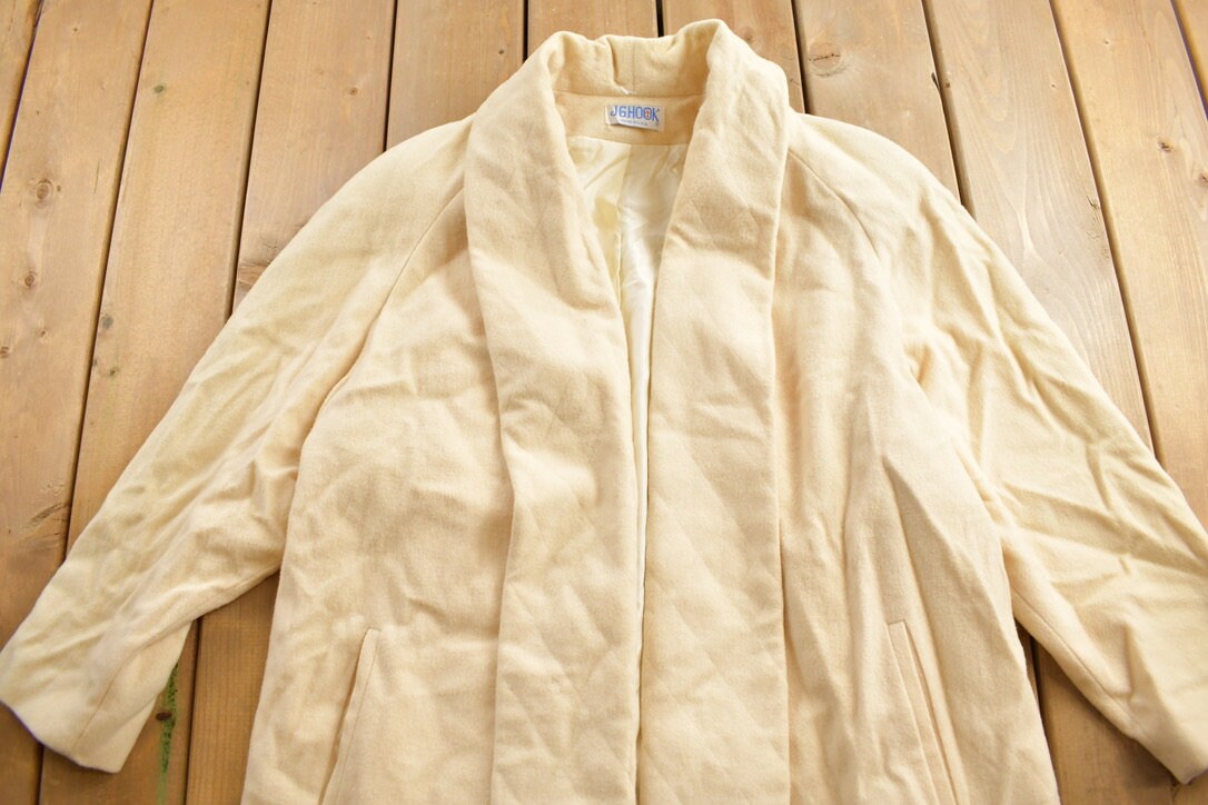 Vintage 1990s J. G. Hook White Wool Overcoat