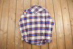 Vintage 1990s Wrangler Wrancher Plaid Flannel Button Up Shirt