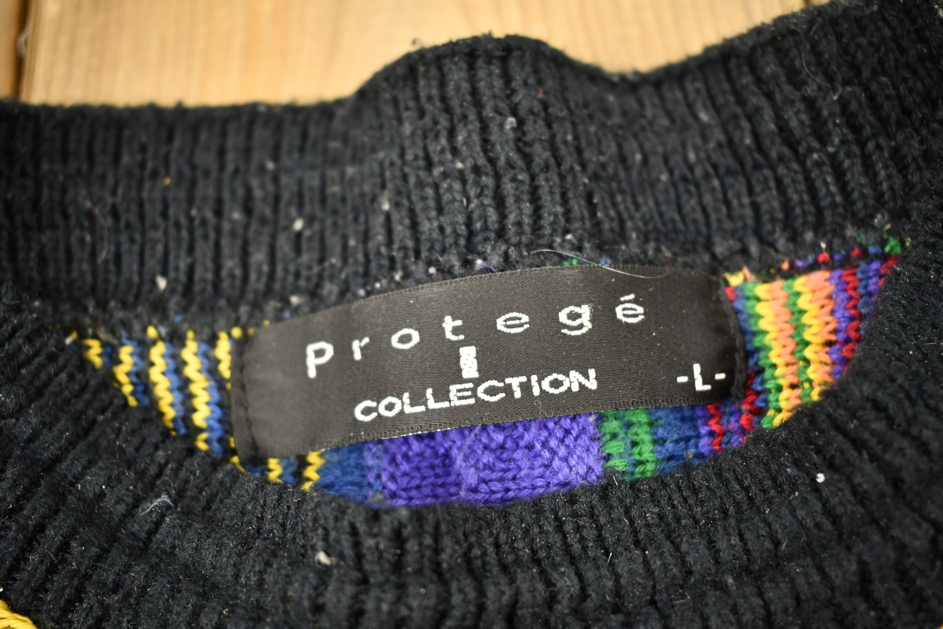 Vintage 1990s 3D Cable Knit Protégé Sweater / Vintage 90s Crewneck / Abstract Patterns / Jacquard Crewneck / Streetwear /