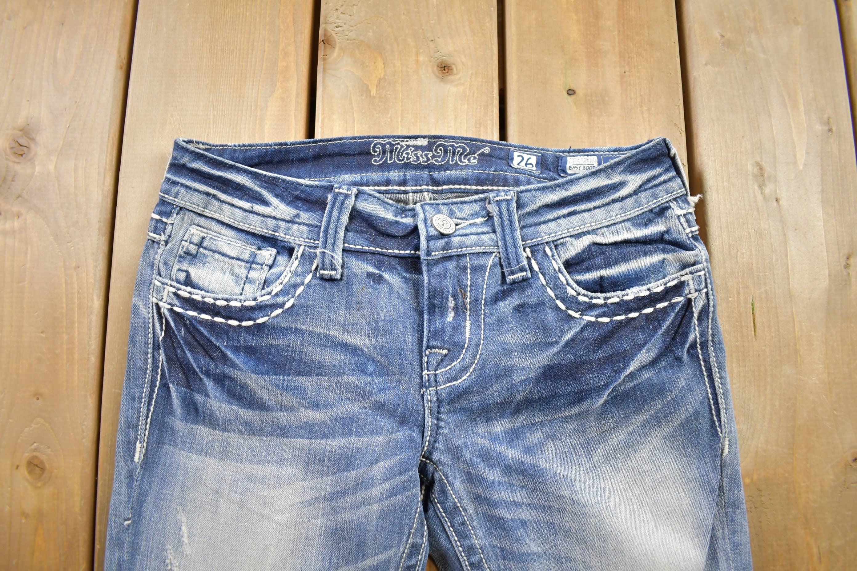 Vintage Y2K Miss Me Bedazzled Low Rise Jeans Size 26x32