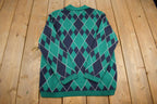 Vintage 1990s Alfred Dunner Argyle Knit Collar Sweater Made In USA