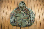 Vintage 1984 Military Woodland Camouflage Cold Weather Field Jacket