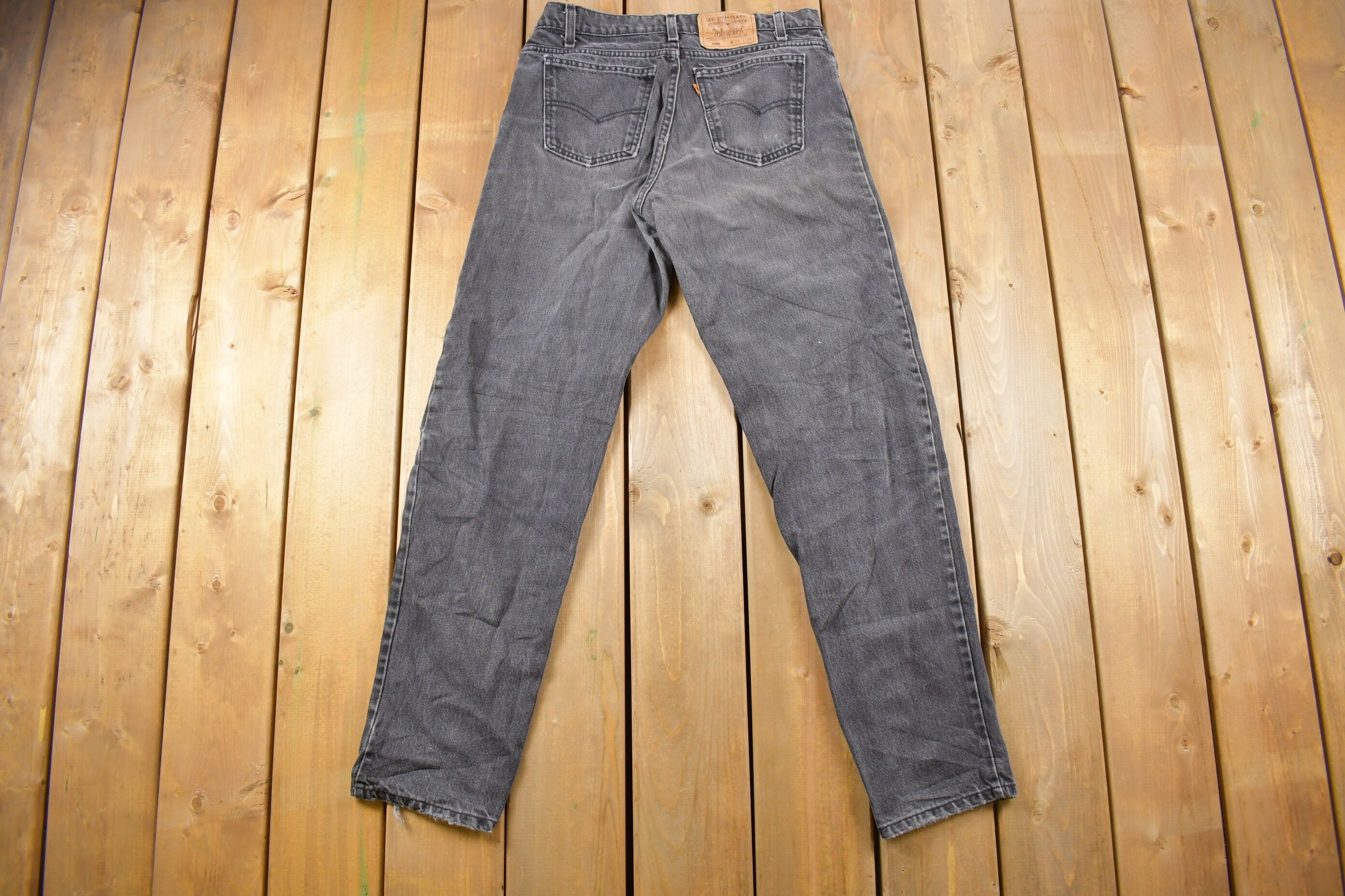 Vintage 1980s Levi's 550 Orange Tab Black Denim Jeans Size 32 x 32