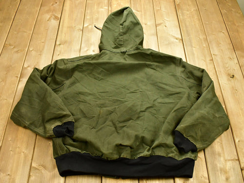 Vintage 1990s Carhartt Hooded Work Jacket / Workwear / Made In USA / Sun Faded / 90s / Distressed Carhartt / Caradco / Vintage Work Jacket