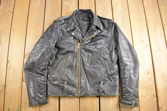 Vintage 1980s Leather Biker Jacket / Motorcycle Jacket / Leather Coat / Vintage Biker Jacket / Heavy Weight /