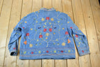 Vintage 1990s Denim Floral Loop Embroidered Button Up Shirt