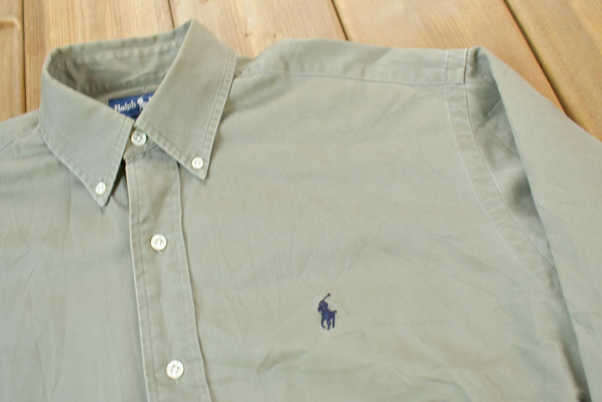 Vintage 1990s Ralph Lauren Blake Small Pony Beige Button Up Shirt Size S