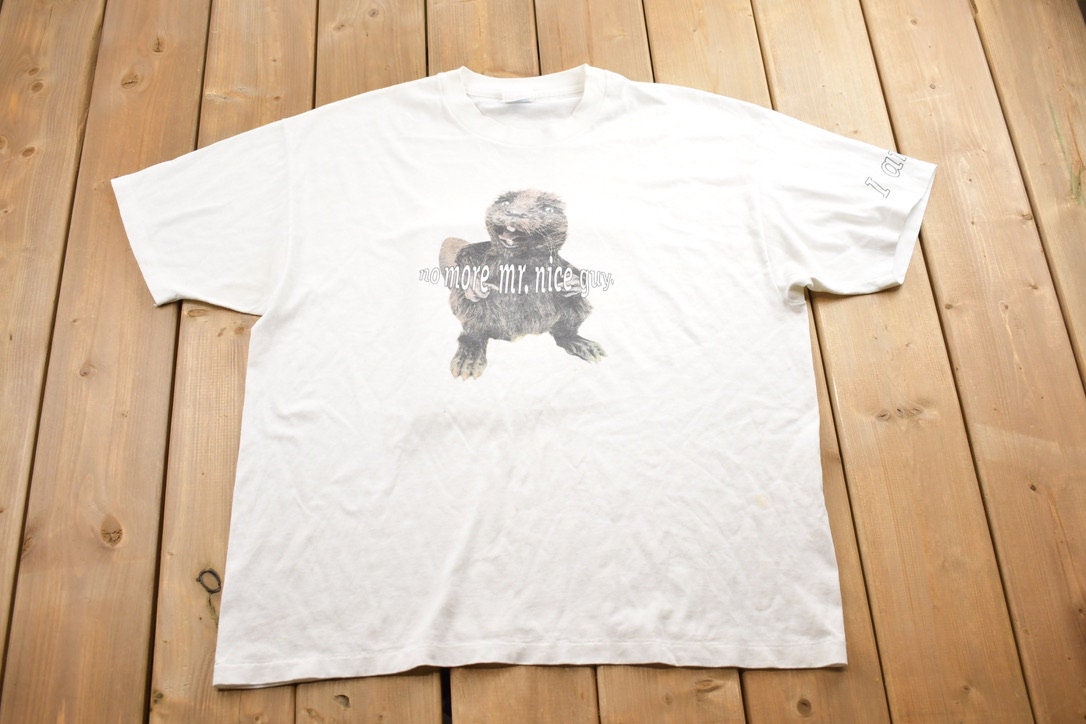 Vintage 1990s "No More Mr Nice Guy" Beaver Graphic T Shirt