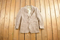 Vintage 1980s Beige Wool Button Up Blazer Jacket