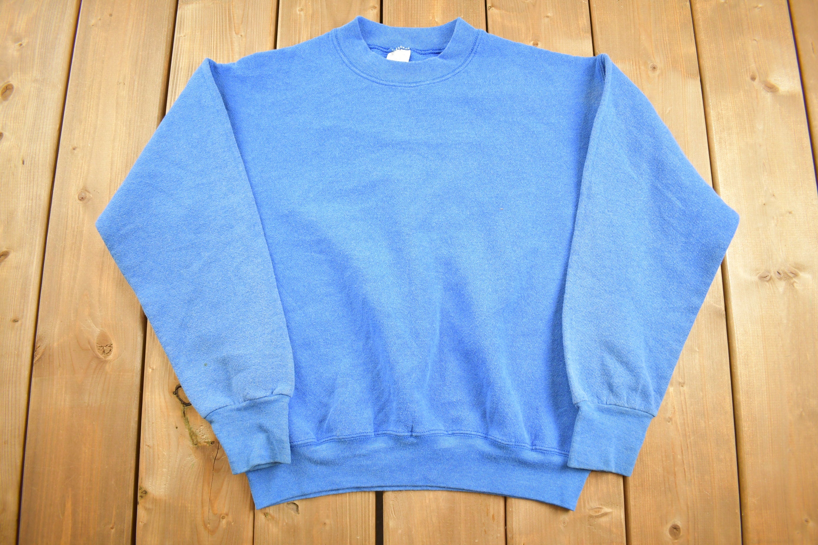 Vintage 1990s Fruit Of The Loom Blue Blank Crewneck Sweatshirt