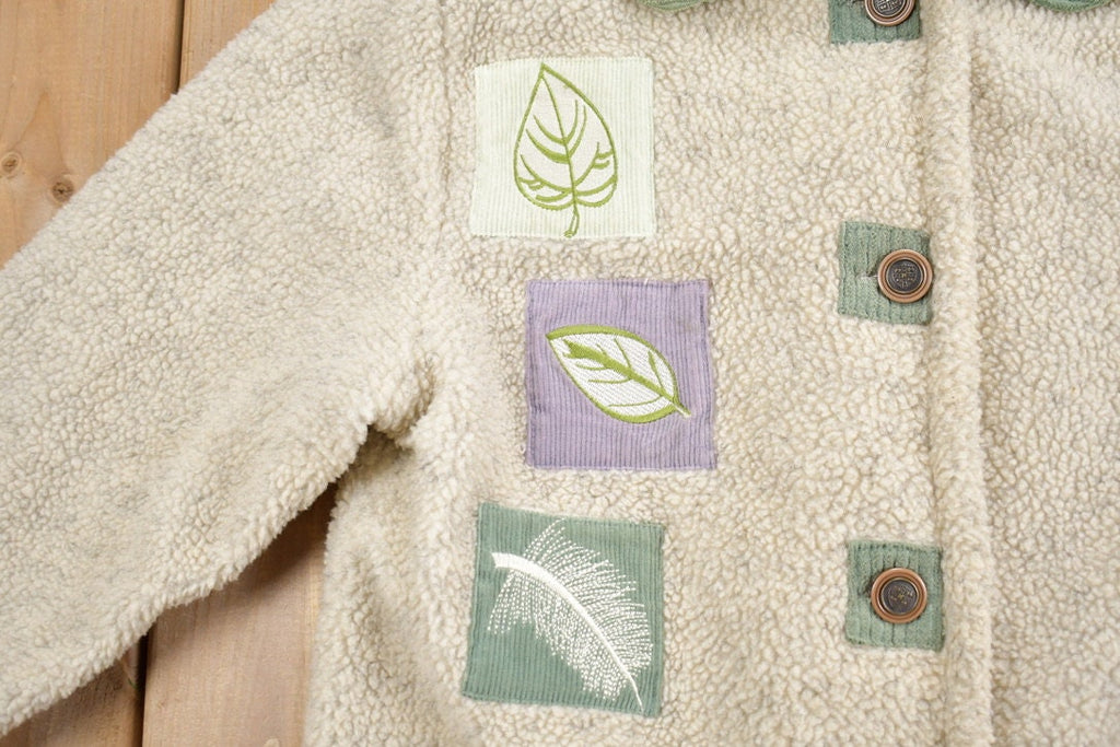 Vintage 1990s Fall Theme Button Up Fleece Sweater