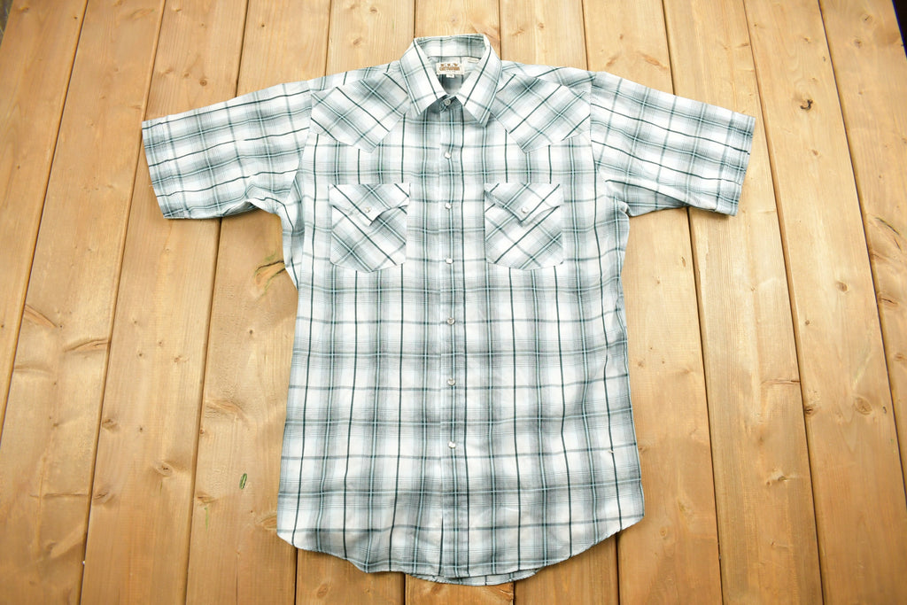 Vintage 1990s Ely Cattleman Western Flannel Button Up Short Sleeve Shirt